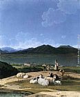 Lake Canvas Paintings - View of Lake Tegern